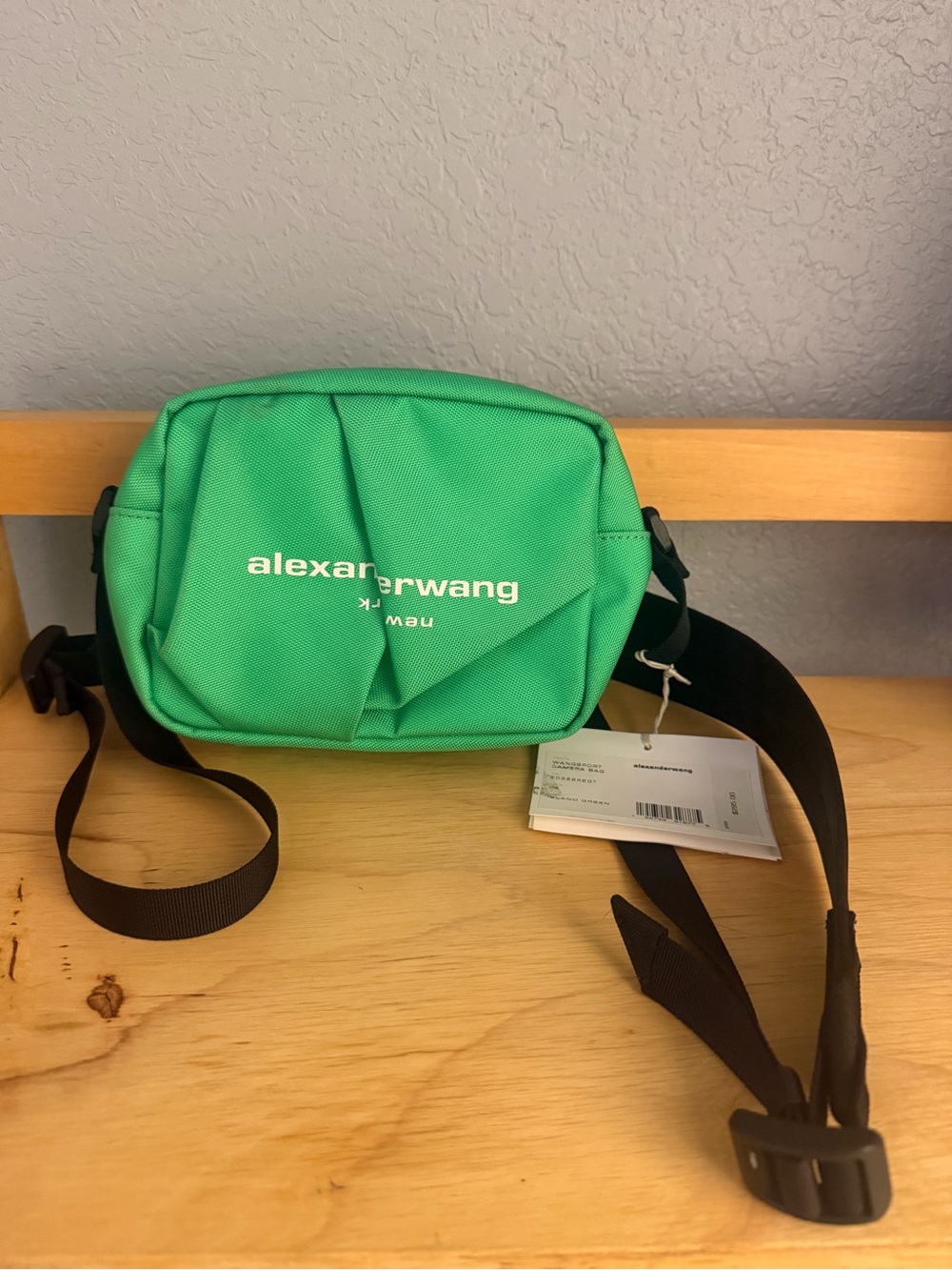 Alexander Wang Green Logo Camera Bag/ Crossbody Bag w/ Black Strap